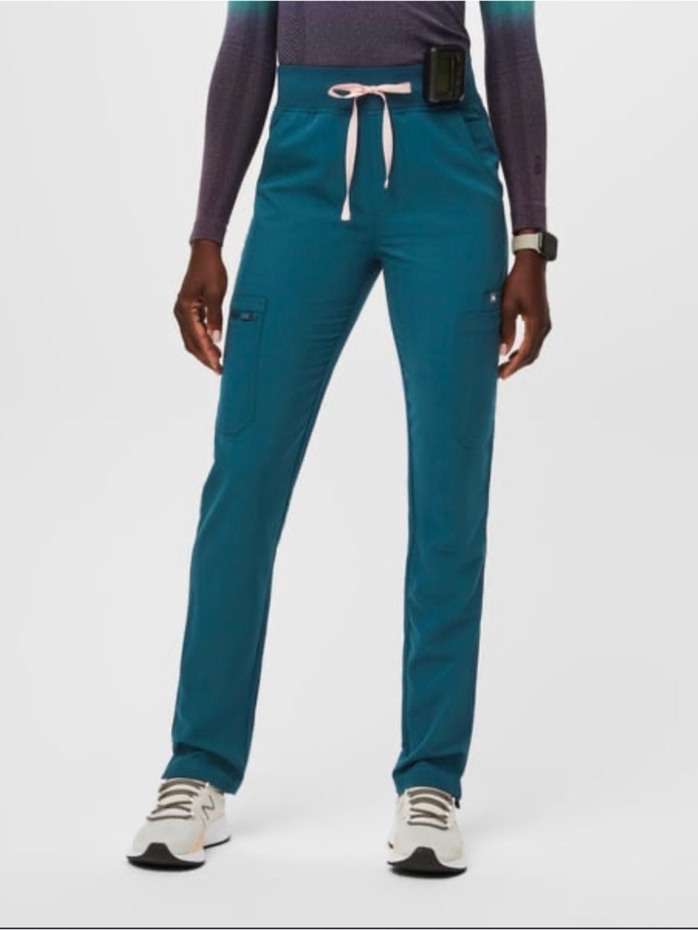 Figs XS Petite High Waisted Yola Pants in Caribbean Blue